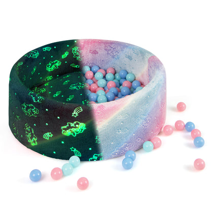 Glow in the Dark Round Ball Pool with 200 colourful ocean balls-macaron, showing the soft sides and pastel balls