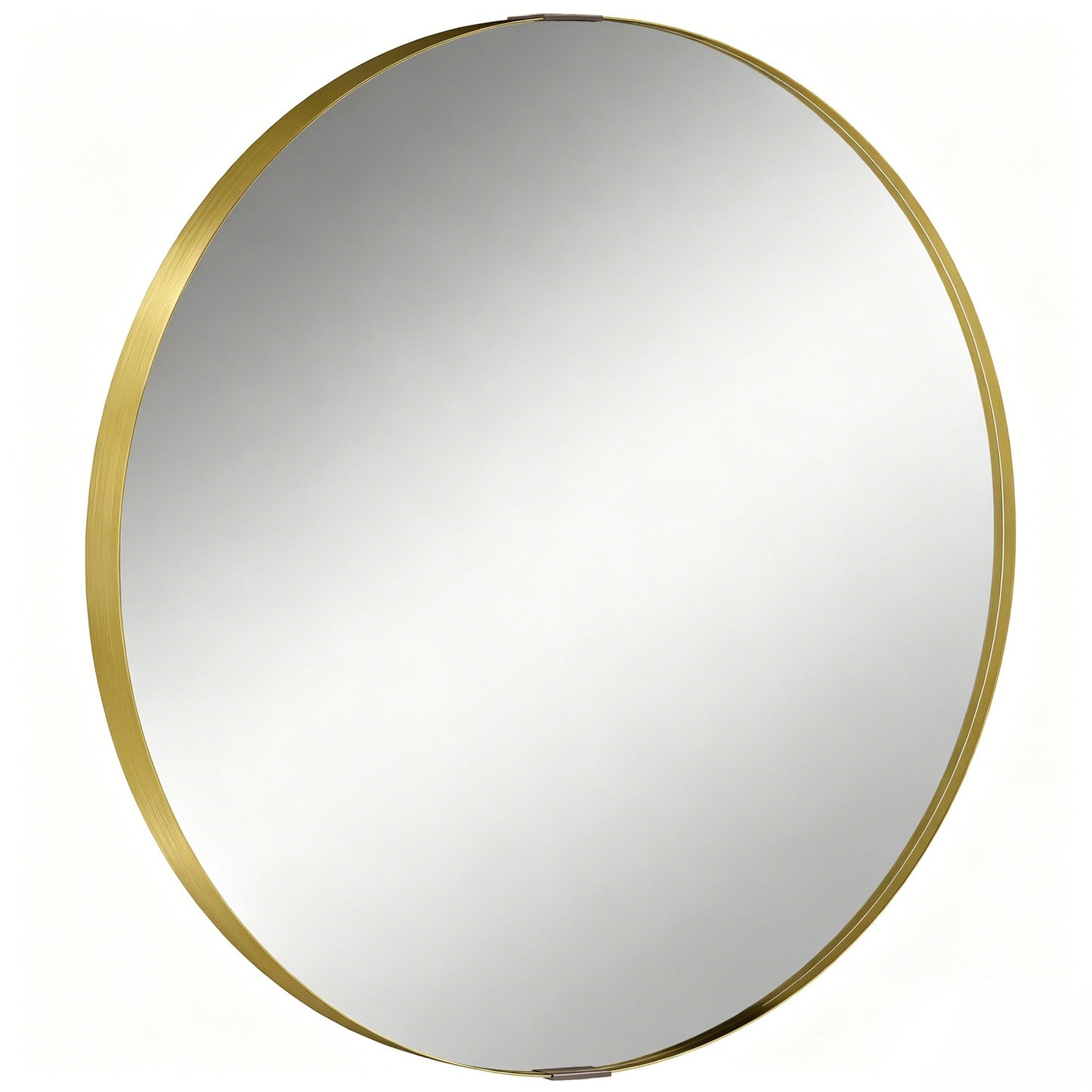 HOMCOM Round Wall Mirror 61 cm, Wall Mounted Bathroom Mirror with Tempered Safety Glass and Aluminium Alloy Frame, Gold Tone