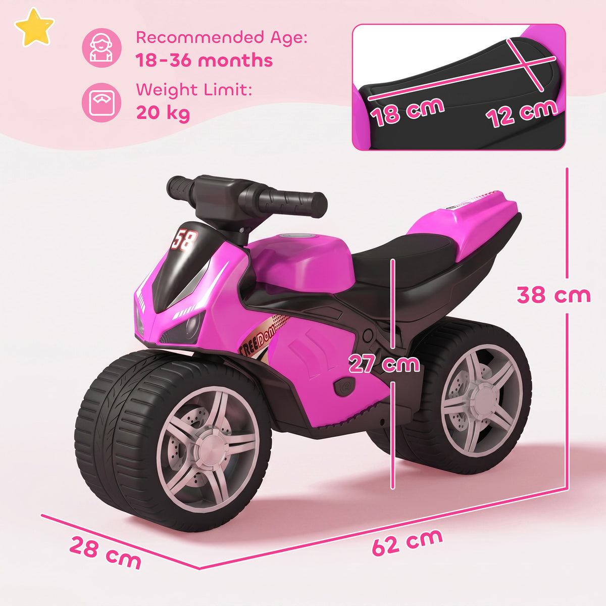 AIYAPLAY Balance Bike in Pink