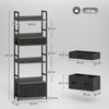 HOMCOM Industrial Style Bookcase, with 4 Shelves and 3 Fabric Drawers - Grey/Black
