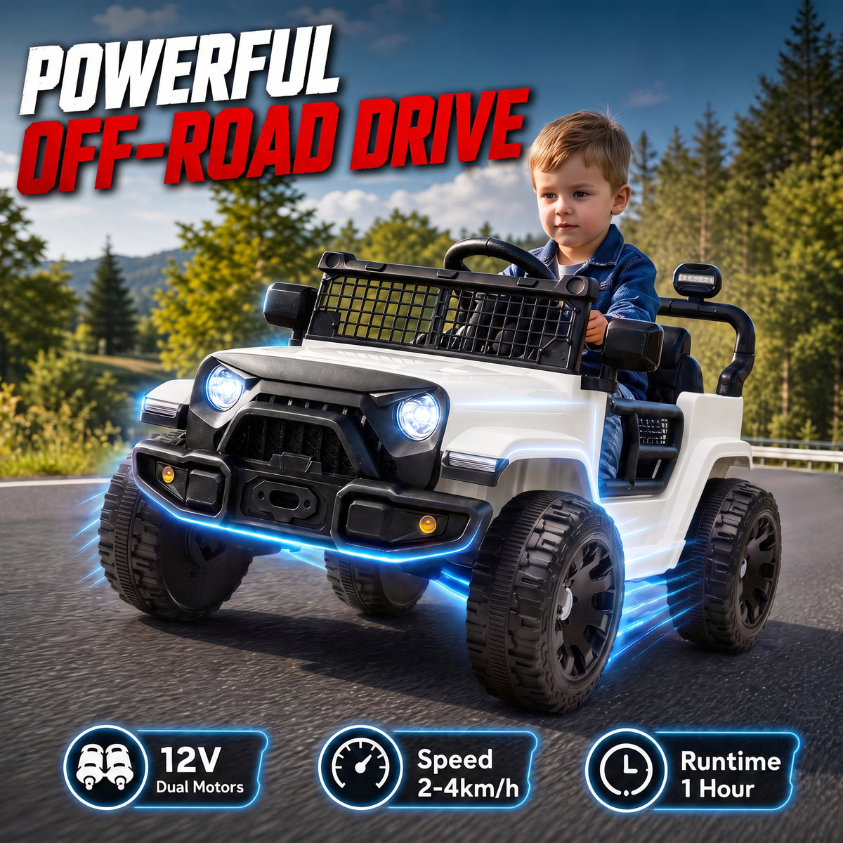 AIYAPLAY 12V Electric Car for Kids with Remote in White