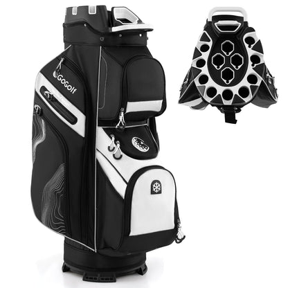 Golf Cart Bag shown from the side with a top view of the club dividers