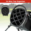 Golf Stand Bag wIth 14 Way Top Dividers 6 Pockets Cooler Bag Dual Strap and Rain Hood-Red