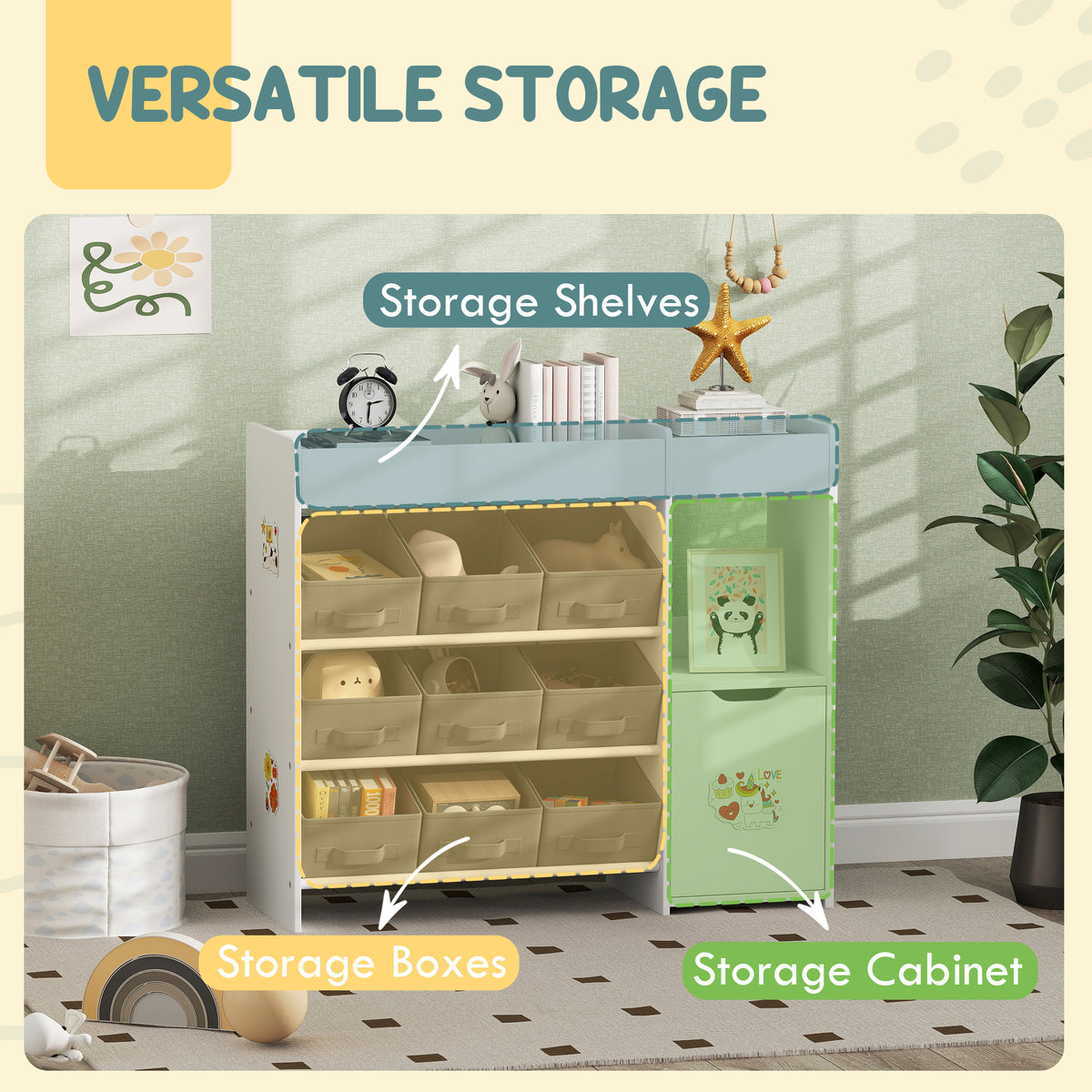 AIYAPLAY Kids Toy Storage in White