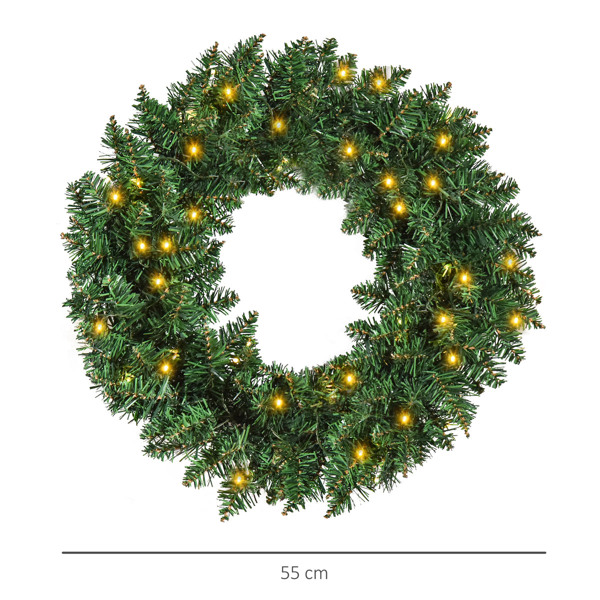 HOMCOM 55CM Pre-lit Christmas Wreath