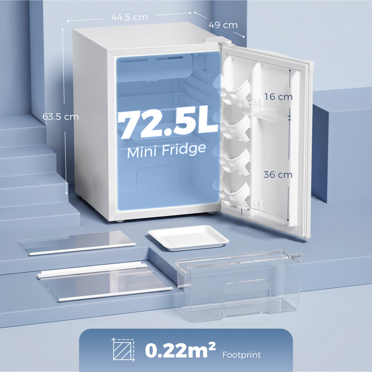 HOMCOM 73 L Mini Fridge with Chiller Box in White