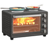 HOMCOM 28L Mini Oven with 2 Hot Plates, Countertop Toaster Oven, Grill, Roast, Bake, Boil, with Timer, Adjustable Temperature, Electric Oven with Baking Tray, Grill Rack, Crumb Tray, 2600W, Black