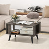 Wooden Industrial Coffee Table with Storage Shelf for Home Office-Grey