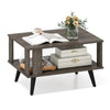 Wooden Industrial Coffee Table with Storage Shelf for Home Office-Grey