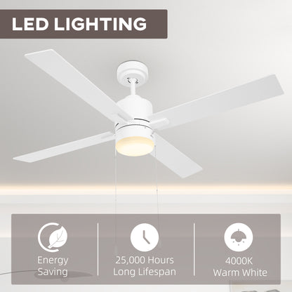 HOMCOM Ceiling Fan with LED Light in White and Natural Tone