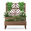 2-Tier Raised Garden Bed with Trellis and Drainage Hole-Brown