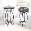 Outdoor Mosaic Round Plant Stand with Ceramic Tile Top