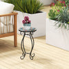 Outdoor Mosaic Round Plant Stand with Ceramic Tile Top