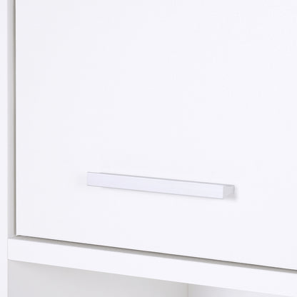 HOMCOM Bathroom Floor Storage Cabinet Slim Tallboy w/ Door Cupboard & Shelves For Living Room, Bedroom, Hallway White