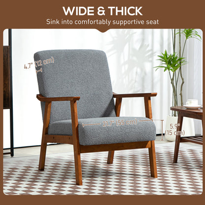 HOMCOM Armchair with Wide Seat in Grey