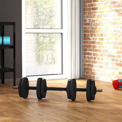 SPORTNOW Adjustable Weight Barbell & Dumbbells Set Free Weights Strength Muscle Exercise Home Gym Training, Black and Green