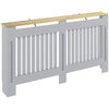 HOMCOM Slatted Radiator Cover, Painted Cabinet with Line Grill Design, 152L Ã 19W Ã 81H cm, Grey