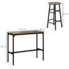 HOMCOM 3 Piece Bar Table Set with 2 Stools, Industrial Bar Table and Stool Set, Dining Table and Chair Set, Rustic Brown