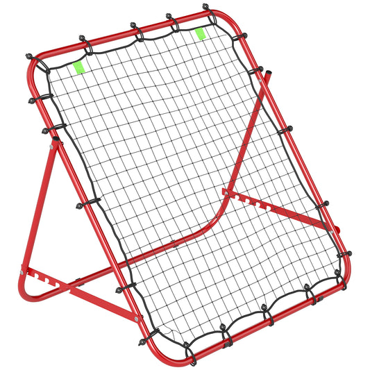 HOMCOM Adjustable Rebounder Net Kickback Target Goal in Red