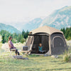 Outsunny Instant Pop Up Camping Tent, 2/3/4 Person Easy Setup Dome Family Tent with Vestibule, Rainfly, 4 Mesh Windows & 2 Doors, Hexagonal Design, Waterproof & UV Protected, Dark Grey