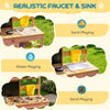 AIYAPLAY Kids Mud Kitchen with Canopy, Outdoor Wooden Play Kitchen with Planter Box, Accessories for Age 3-6, Pink
