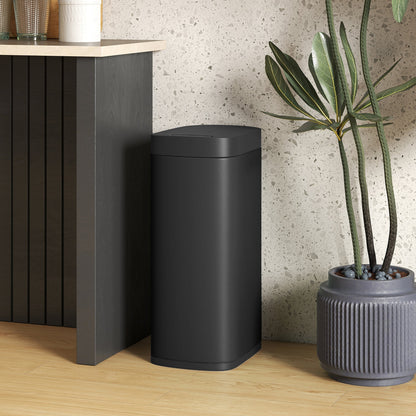 HOMCOM 50L Sensor Bin, Automatic Kitchen Bin, Manual Override, Battery Operated, Inner-Bucket-Free, for Kitchen, Bedroom, Black