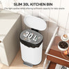 HOMCOM 30 L Modern Curved Kitchen Bin - White