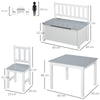 HOMCOM 4-Piece Kids Table and Chair Set with 2 Wooden Chairs, 1 Storage Bench, and Interesting Modern Design, Grey/White