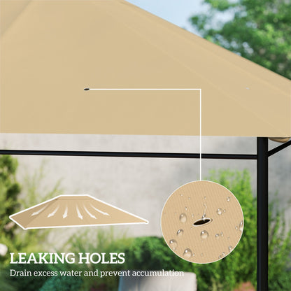 Outsunny 3 x 4m Gazebo Canopy Replacement Cover, Gazebo Roof Replacement (TOP COVER ONLY), Khaki