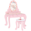 AIYAPLAY Kids Dressing Table Set, Vanity Table with Stool, Mirror, Drawer, Desktop, Storage, Strawberry-Theme, Pink