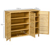 HOMCOM Rustic Shoe Cabinet, 3 Door Shoe Storage Cabinet with 8 Shelves, Natural Wood Finish