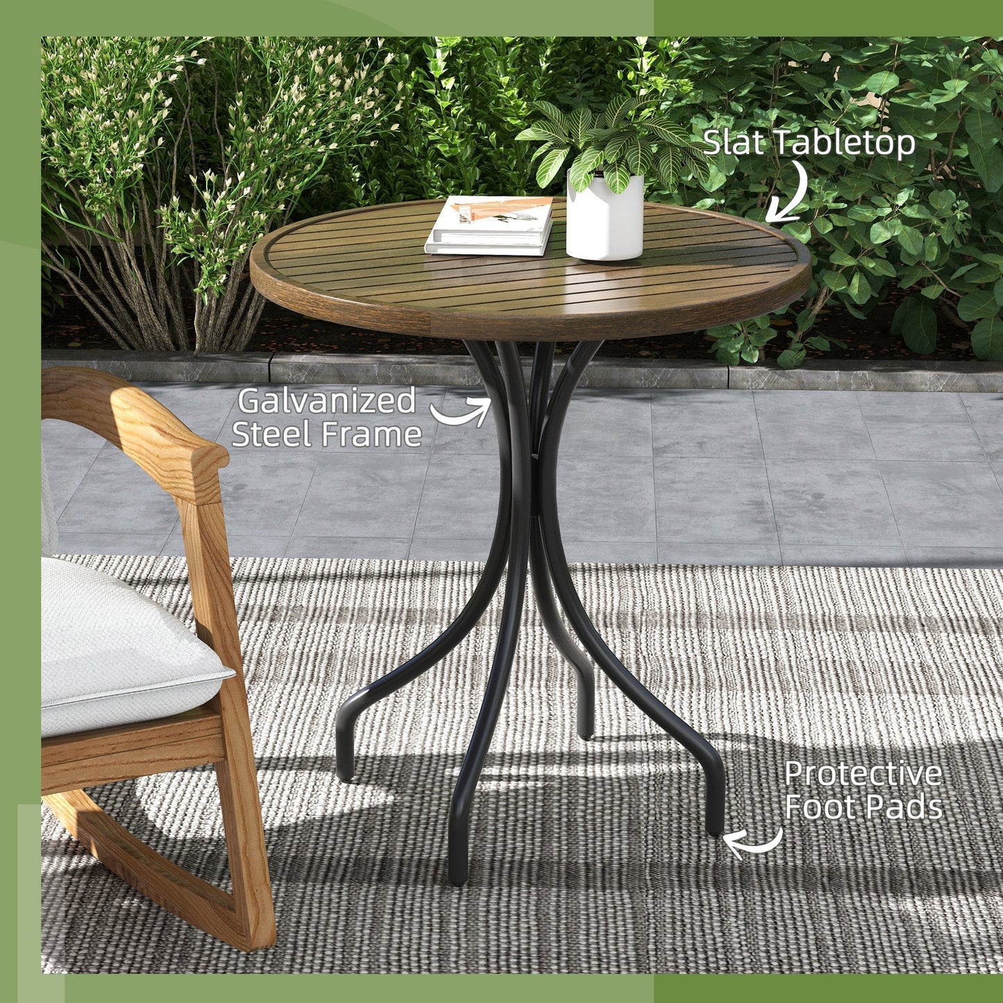 Outsunny a66cm Galvanised Steel Garden Table - Brown