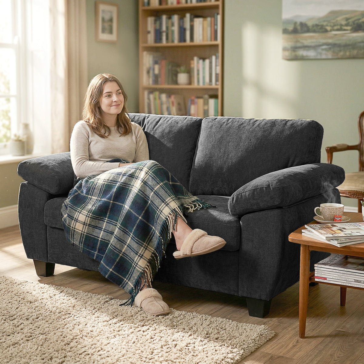HOMCOM 2 Seater Sofa in Dark Grey