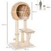 PawHut Cat Tree for Indoor Cats 100cm Kitten Climbing Tower Activity Center with Sisal Scratching Post Condo Perch Hanging Balls Teasing Rope Toy Cushion