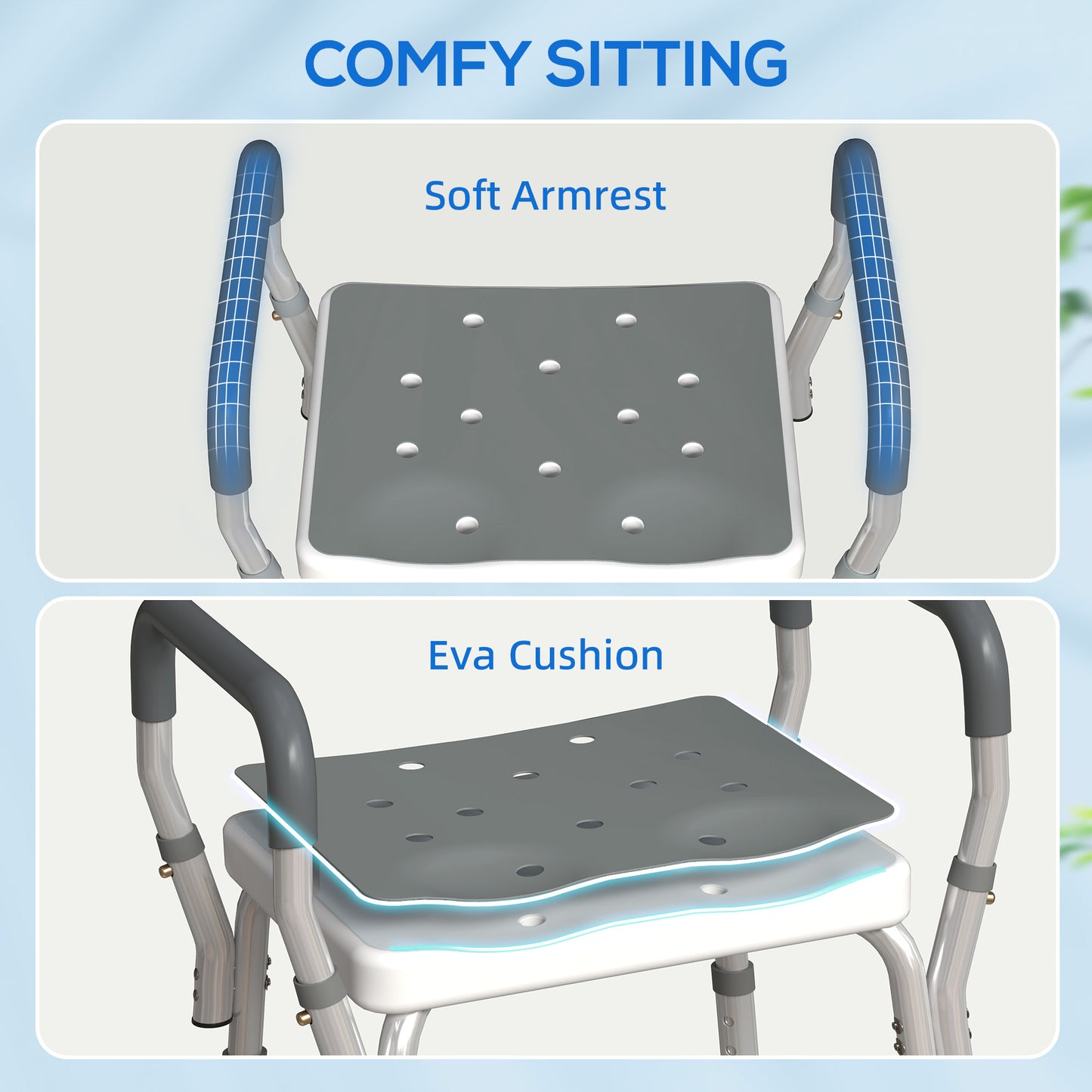 HOMCOM 57-69cm Aluminium Frame Bath Seat