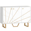 HOMCOM Sideboard Storage Cabinet, Modern Storage Cupboard with Adjustable Shelves and Metal Legs for Living Room, Kitchen, Dining Room, Entryway, White Marble Tone