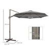 Outsunny 3(m) Cantilever Parasol 360 Rotation Roma Umbrella Hanging Sun Shade with Aluminium Frame, Tilt Crank, 8 Ribs and Cross Base, Dark Grey