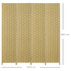HOMCOM 4-Panel Room Dividers, Wave Fibre Freestanding Folding Privacy Screen Panels, Partition Wall Divider for Indoor Bedroom Office, 170 cm, Brown