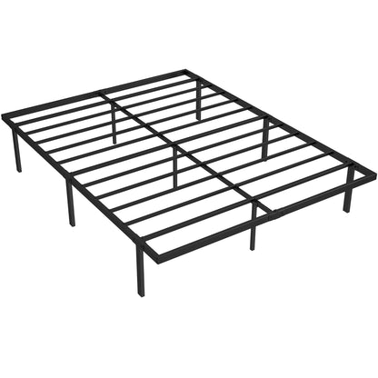 HOMCOM 5ft King Bed Frame with Underbed Storage, Metal Platform Bed Frame with Steel Slat Support, No Box Spring Needed