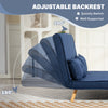HOMCOM Two-Seater Linen-Look Sofa Bed - Dark Blue