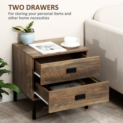 HOMCOM Chest of Drawers, Bedside Table Set with Drawers, Coffee