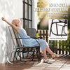 Outsunny Gliding Jack and Jill Seat, with Glass-Top Table - Brown/Grey