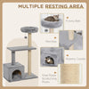 PawHut 96cm Cat Tree for Indoor Cats Condo Sisal Scratching Post Cat Tower Kitten Play House Dangling Ball Activity Center Furniture Grey