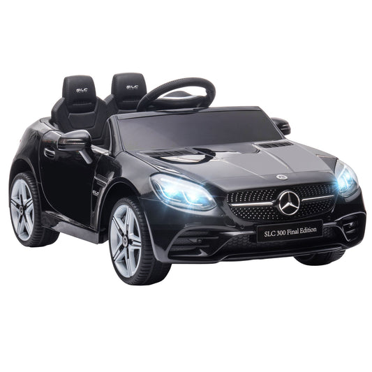 سيارة ركوب كهربائية للأطفال مرخصة من HOMCOM Benz SLC 300 12 فولت، مع موسيقى، وجهاز تحكم عن بعد، ومصابيح أمامية LED، وبوق، لون أسود