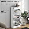 HOMCOM Marble Shoe Storage Cabinet with 3 Flip Drawers, Hallway Cabinet with Top Drawer and Adjustable Shelves, Shoe Cupboard for 18 Pairs, White