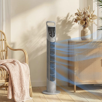 HOMCOM Tower Fan Oscillating 3 Speeds 3 Winds in Grey