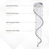 HOMCOM Modern Crystal Chandelier Ceiling Light Pendant Lamp Chrome Finish Glass Droplets New, 30 x 120cm
