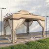 Outsunny 3 x 3.6 m Outdoor Garden Gazebo with Post Shelves, UPF50+ Patio Permanent Pavilion with Hook, Khaki