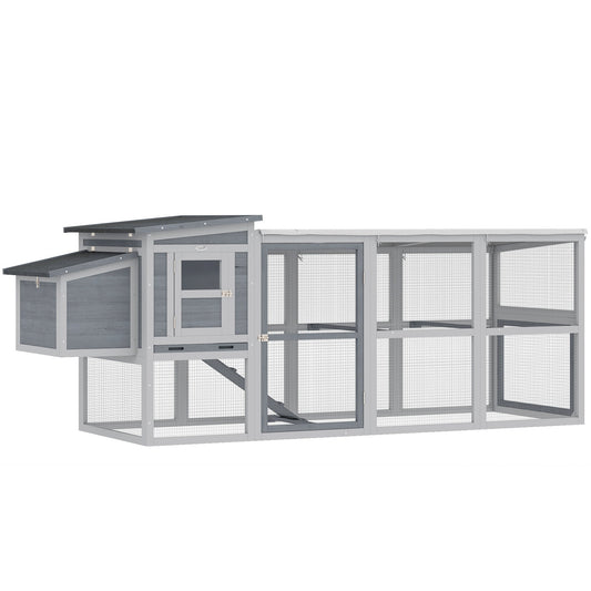 PawHut Large Chicken Coop، قفص دجاج خشبي مع منطقة لعب مغطاة، وصندوق تعشيش، ودرج سحب، وسقف أسفلت قابل للفتح
