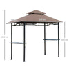 Outsunny 2.5x1.5m (8'x5') Grill Gazebo Canopy, Double Tiered Outdoor BBQ Gazebo Shelter with 2 Side Shelves for Garden, Patio, Barbecue, Picnic, Coffee